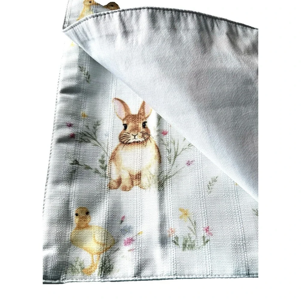Lillian August Home Set of 4 Easter Spring Bunny Duck Floral Kids Mach Washable